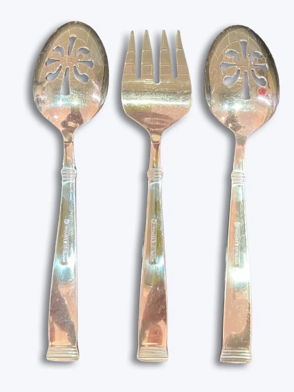 Wallace Napoli-Frost 18/10 Stainless 3 Pc Serving Set 2 Pierced Spoons 1 Fork